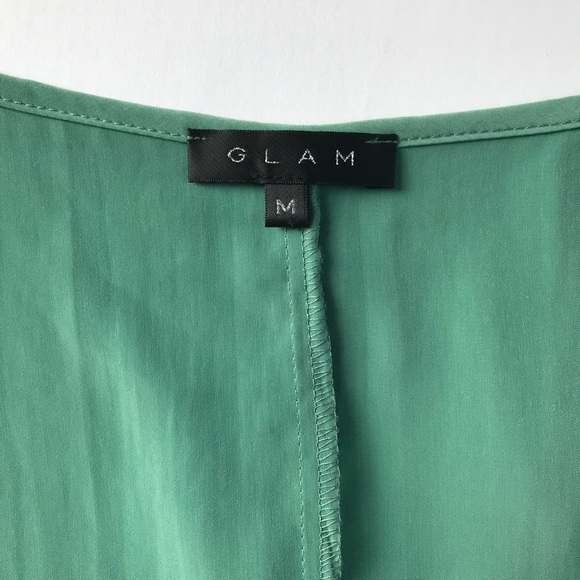 Mint Green Cold-Shoulder Blouse with Bell Sleeves - Picture 4 of 6